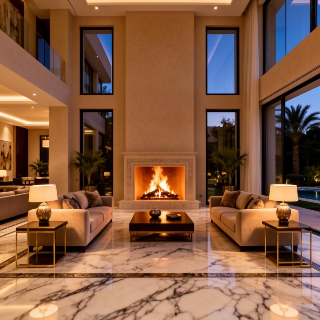 Installation de cheminée haut de gamme dans une villa moderne au Maroc — savoir-faire Forget Flammes